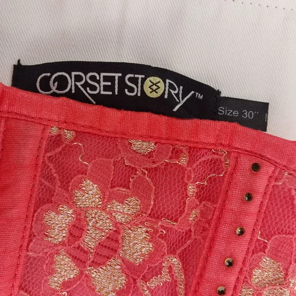 Corset Story Peach Lace-Up With Zip Side Panels Boned Underbust Corset - Picture 9 of 9